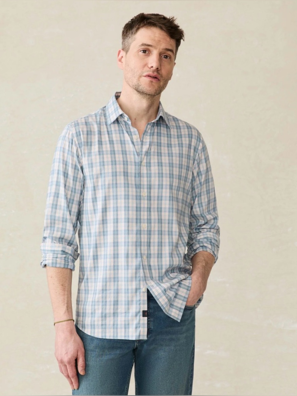 Faherty | Movement Shirt | Cloud Lake Plaid | XXL | Excellent Condition